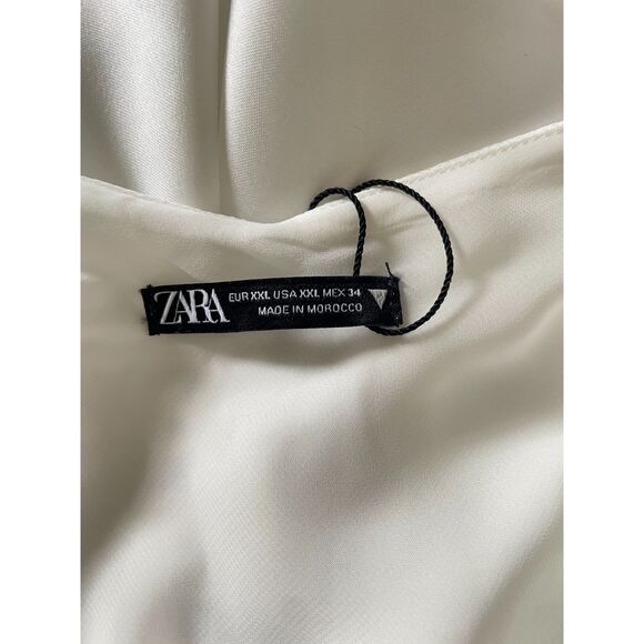 Zara White Satin Cut-Out Mini Dress Blogger Favorite Backless Strappy Slip XXL - Picture 8 of 11